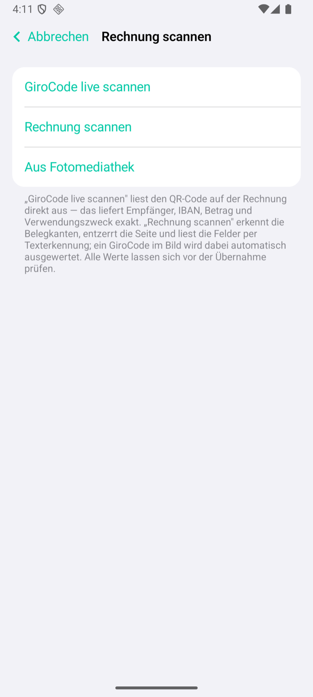 BankingPal f&uuml;r Android &ndash; Rechnung scannen und GiroCode erfassen