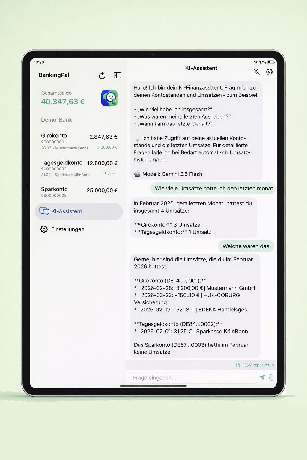 BankingPal Pocket iPad KI-Finanzassistent